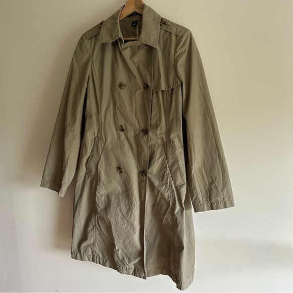 Vintage GAP Tan Beige Button Down Trench Coat sz M - Picture 5 of 7